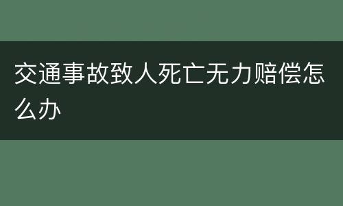 交通事故致人死亡无力赔偿怎么办