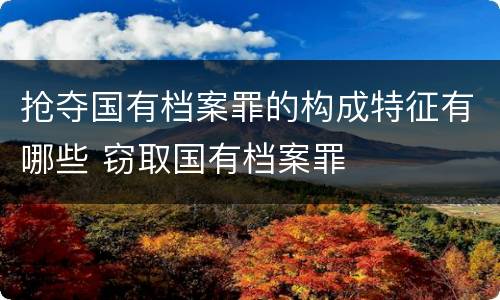 抢夺国有档案罪的构成特征有哪些 窃取国有档案罪