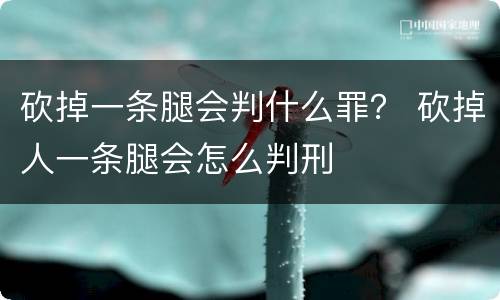 砍掉一条腿会判什么罪？ 砍掉人一条腿会怎么判刑