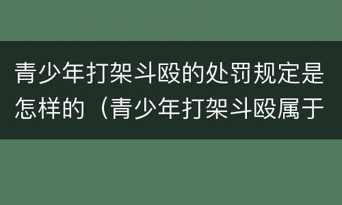 青少年打架斗殴的处罚规定是怎样的（青少年打架斗殴属于什么行为）