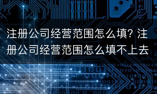 注册公司经营范围怎么填? 注册公司经营范围怎么填不上去