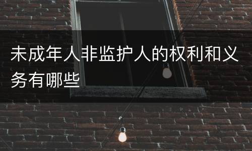 未成年人非监护人的权利和义务有哪些