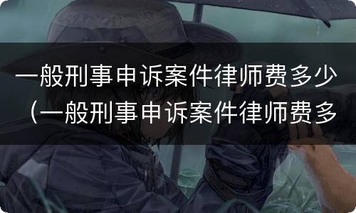 一般刑事申诉案件律师费多少（一般刑事申诉案件律师费多少啊）