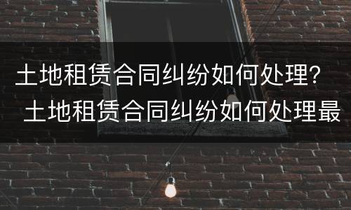土地租赁合同纠纷如何处理？ 土地租赁合同纠纷如何处理最新