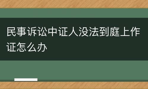 民事诉讼中证人没法到庭上作证怎么办