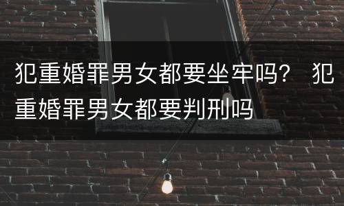 犯重婚罪男女都要坐牢吗？ 犯重婚罪男女都要判刑吗