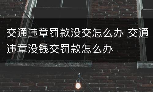 交通违章罚款没交怎么办 交通违章没钱交罚款怎么办