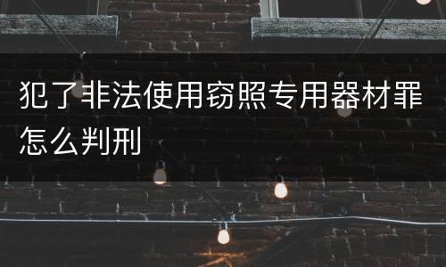 犯了非法使用窃照专用器材罪怎么判刑