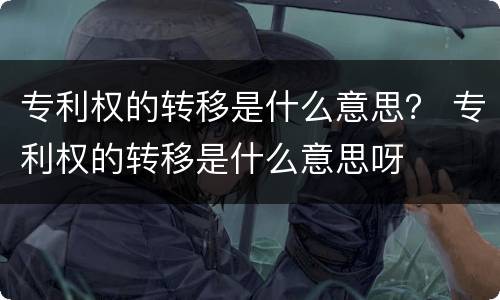 专利权的转移是什么意思？ 专利权的转移是什么意思呀