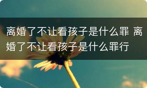 离婚了不让看孩子是什么罪 离婚了不让看孩子是什么罪行