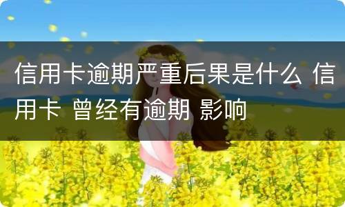 信用卡逾期严重后果是什么 信用卡 曾经有逾期 影响