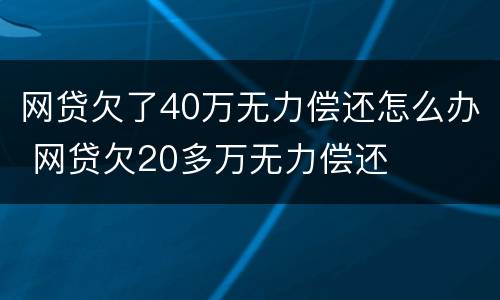 网贷欠了40万无力偿还怎么办 网贷欠20多万无力偿还