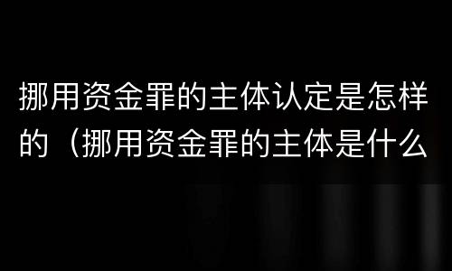 挪用资金罪的主体认定是怎样的（挪用资金罪的主体是什么）