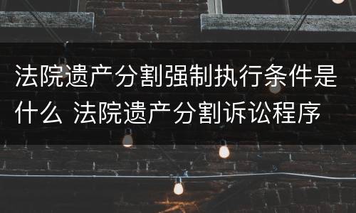 法院遗产分割强制执行条件是什么 法院遗产分割诉讼程序