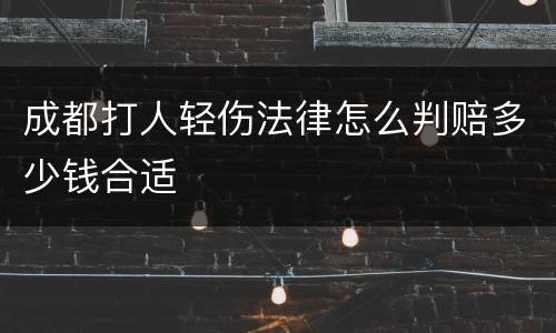成都打人轻伤法律怎么判赔多少钱合适