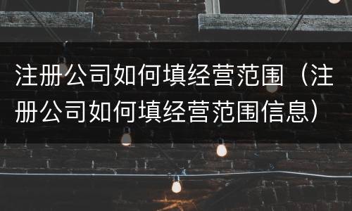 注册公司如何填经营范围（注册公司如何填经营范围信息）