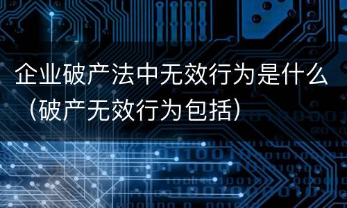 企业破产法中无效行为是什么（破产无效行为包括）