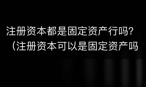 注册资本都是固定资产行吗？（注册资本可以是固定资产吗）