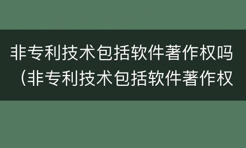 非专利技术包括软件著作权吗（非专利技术包括软件著作权吗）