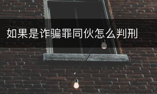 如果是诈骗罪同伙怎么判刑