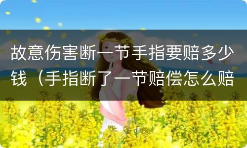 故意伤害断一节手指要赔多少钱（手指断了一节赔偿怎么赔）