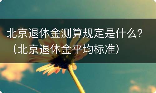 北京退休金测算规定是什么？（北京退休金平均标准）