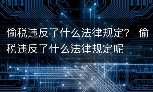 偷税违反了什么法律规定？ 偷税违反了什么法律规定呢
