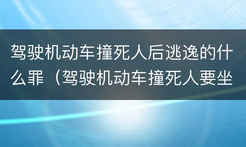 驾驶机动车撞死人后逃逸的什么罪（驾驶机动车撞死人要坐牢吗）