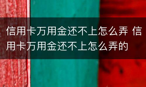 信用卡万用金还不上怎么弄 信用卡万用金还不上怎么弄的