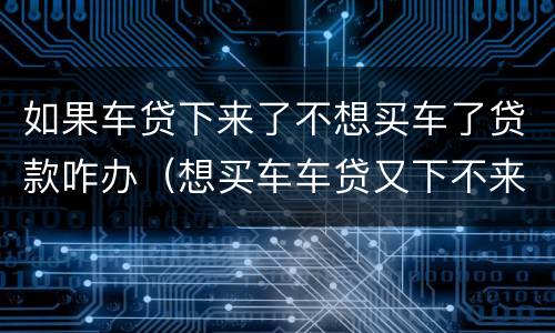 如果车贷下来了不想买车了贷款咋办（想买车车贷又下不来有什么办法）