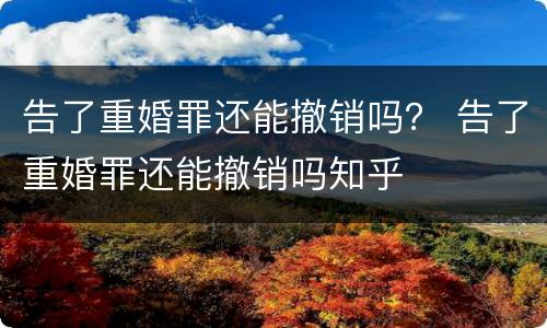 告了重婚罪还能撤销吗？ 告了重婚罪还能撤销吗知乎