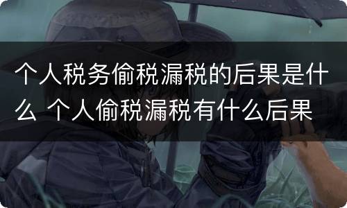 个人税务偷税漏税的后果是什么 个人偷税漏税有什么后果