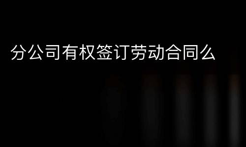 分公司有权签订劳动合同么