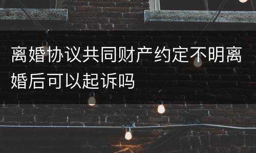 离婚协议共同财产约定不明离婚后可以起诉吗