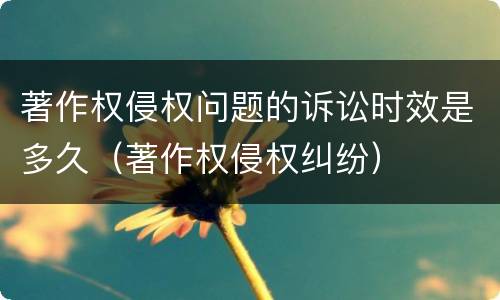 著作权侵权问题的诉讼时效是多久（著作权侵权纠纷）