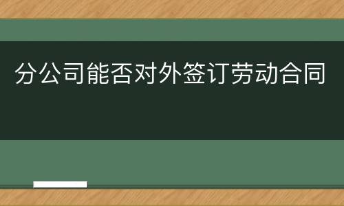 分公司能否对外签订劳动合同