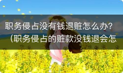 职务侵占没有钱退赃怎么办？（职务侵占的赃款没钱退会怎么样）
