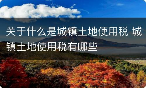 关于什么是城镇土地使用税 城镇土地使用税有哪些