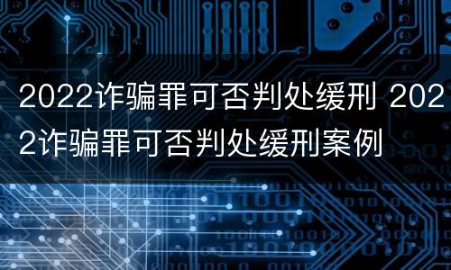 2022诈骗罪可否判处缓刑 2022诈骗罪可否判处缓刑案例