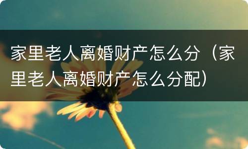 家里老人离婚财产怎么分（家里老人离婚财产怎么分配）