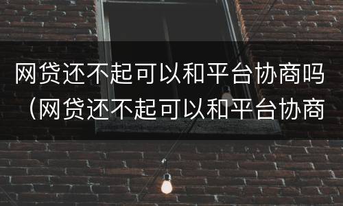 网贷还不起可以和平台协商吗（网贷还不起可以和平台协商吗贴吧）