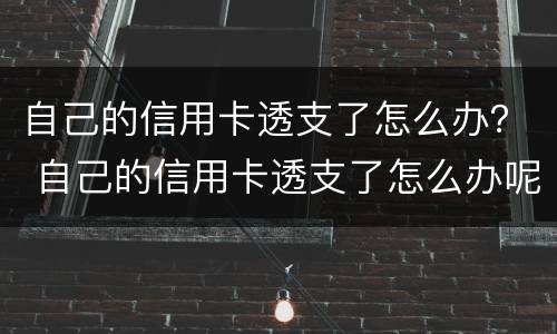 自己的信用卡透支了怎么办？ 自己的信用卡透支了怎么办呢