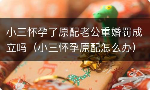小三怀孕了原配老公重婚罚成立吗（小三怀孕原配怎么办）