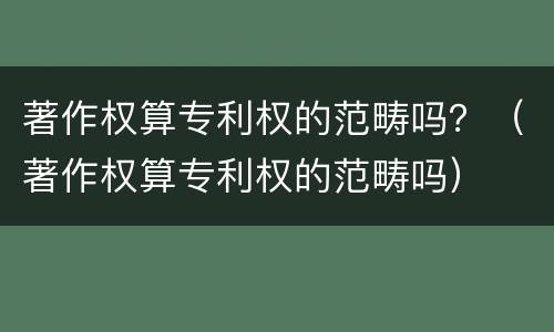 著作权算专利权的范畴吗？（著作权算专利权的范畴吗）