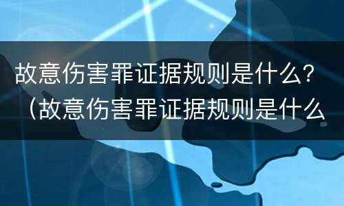 故意伤害罪证据规则是什么？（故意伤害罪证据规则是什么规定）