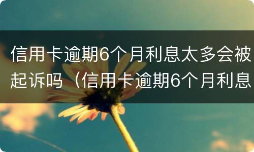 信用卡逾期6个月利息太多会被起诉吗（信用卡逾期6个月利息太多会被起诉吗知乎）