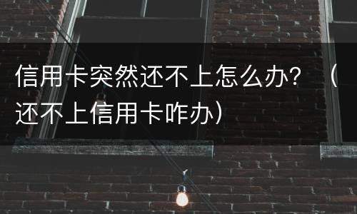 信用卡突然还不上怎么办？（还不上信用卡咋办）