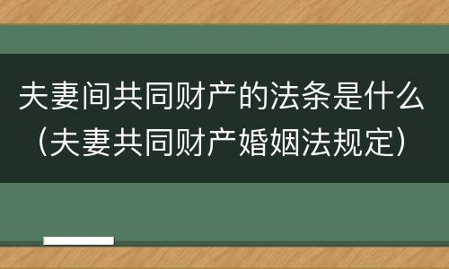 夫妻间共同财产的法条是什么（夫妻共同财产婚姻法规定）