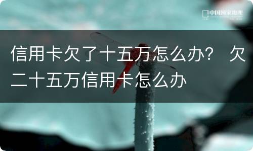 信用卡欠了十五万怎么办？ 欠二十五万信用卡怎么办