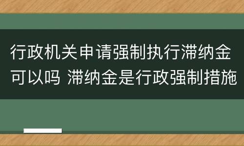 行政机关申请强制执行滞纳金可以吗 滞纳金是行政强制措施还是行政强制执行